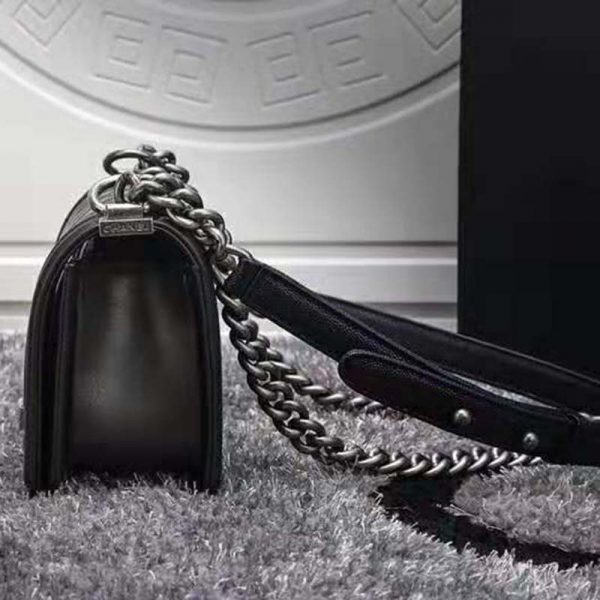 Chanel Women Small Boy Chanel Handbag in Calfskin Leather-Black (6)