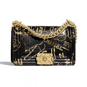 Chanel Women Small Boy Chanel Handbag in Crocodile Embossed Printed Leather