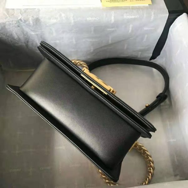 Chanel Women Small Boy Chanel Handbag in Metallic Lambskin Leather-Black and Gold (6)
