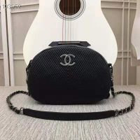 Chanel Women Small Camera Case in Lambskin Leather-Black (1)