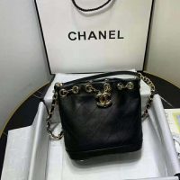 Chanel Women Small Drawstring Bag in Calfskin Leather-Black (1)