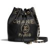 Chanel Women Small Drawstring Bag in Grained Calfskin Leather-Black