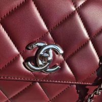 Chanel Women Small Flap Bag with Top Handle in Lambskin Leather-Maroon (1)