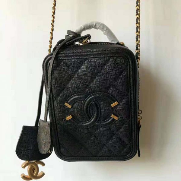 Chanel Women Vanity Case in Grained Calfskin Leather-Black (2)