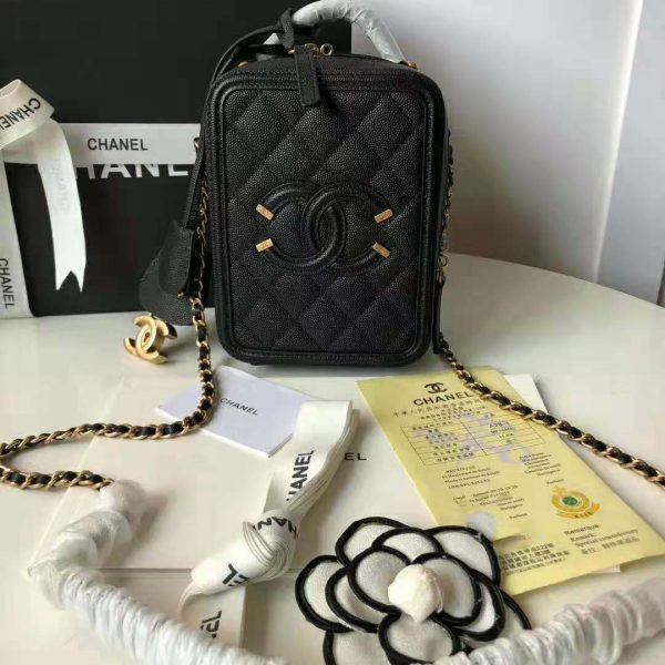 Chanel Women Vanity Case in Grained Calfskin Leather-Black (3)
