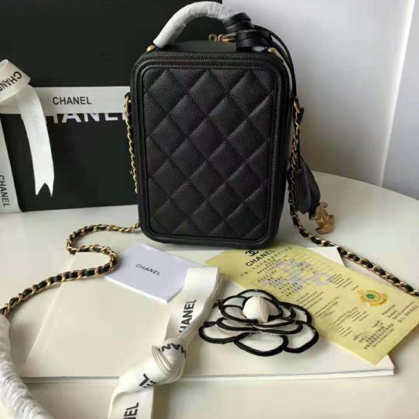 Chanel Women Vanity Case in Grained Calfskin Leather-Black (4)