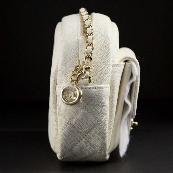 Chanel Women Vanity Case in Grained Calfskin Leather-White (3)