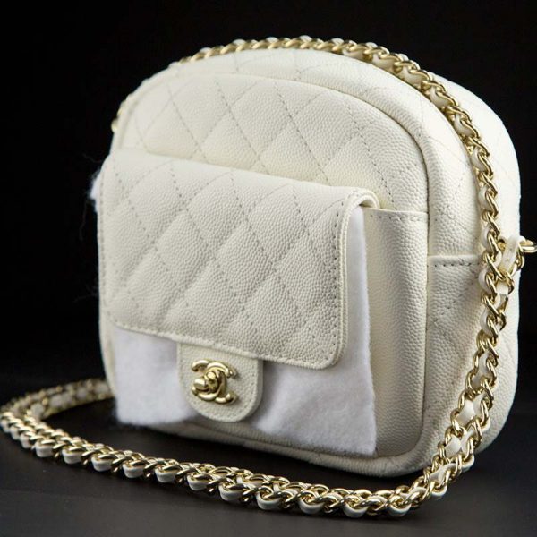 Chanel Women Vanity Case in Grained Calfskin Leather-White (4)