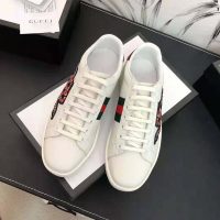 Gucci Men Ace Embroidered Sneaker with Embroidered Kingsnake Appliqué-White (1)