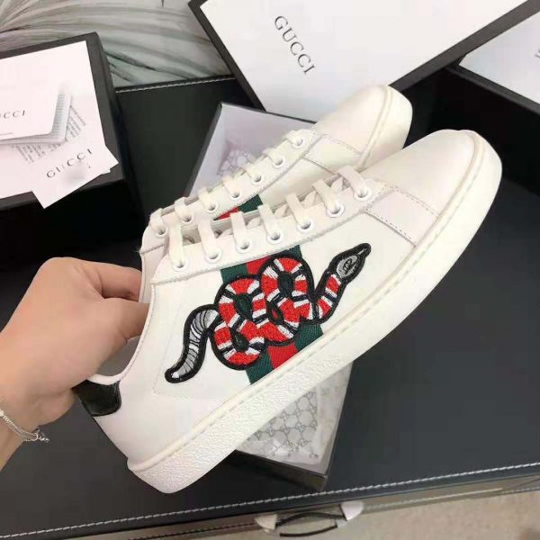 Gucci Men Ace Embroidered Sneaker with Embroidered Kingsnake Appliqué-White (5)