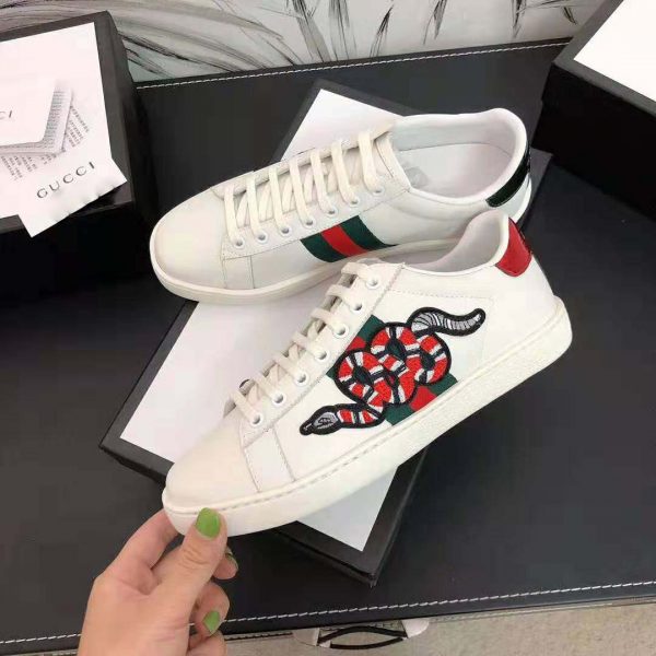 Gucci Men Ace Embroidered Sneaker with Embroidered Kingsnake Appliqué-White (7)