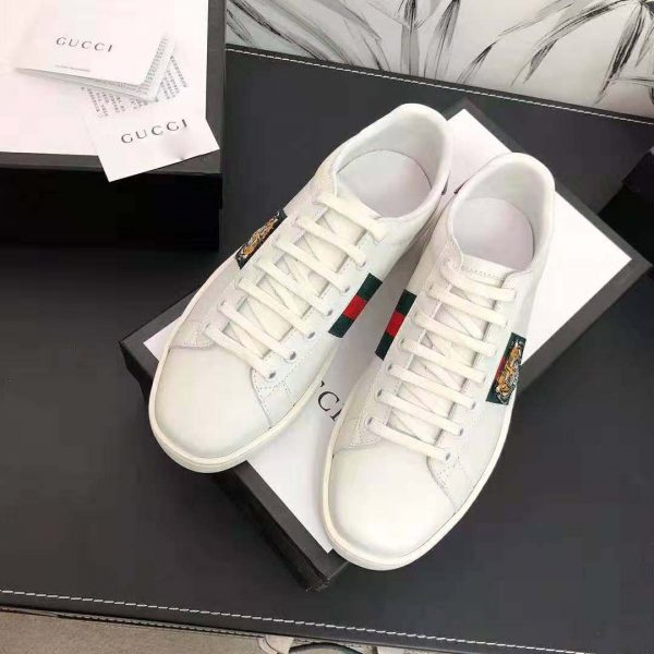 Gucci Men Ace Embroidered Sneaker with Embroidered Tiger Appliqué-White (2)