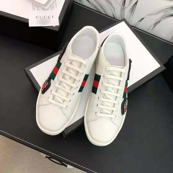 Gucci Unisex Ace Embroidered Sneaker with Arrow Appliqués-White (2)