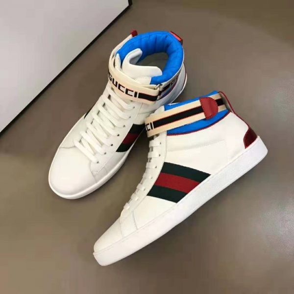 Gucci Unisex Ace Gucci Stripe High-Top Sneaker-White (3)