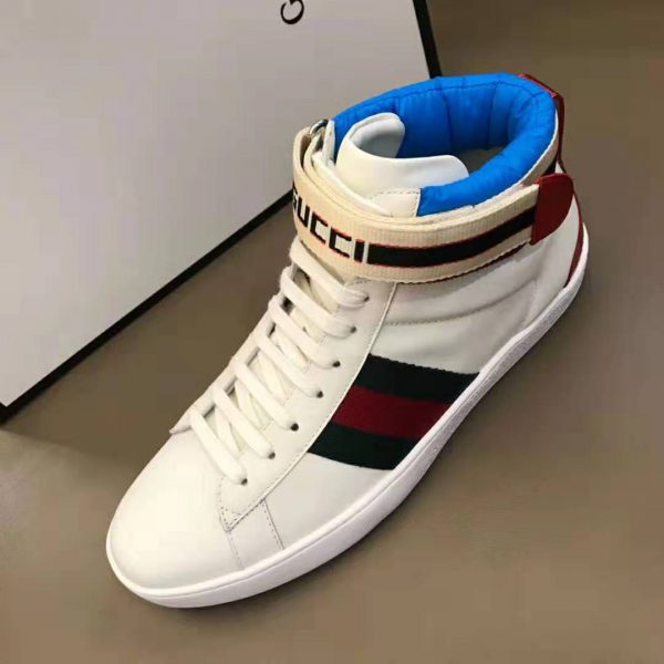 Gucci Unisex Ace Gucci Stripe High-Top Sneaker-White (6)