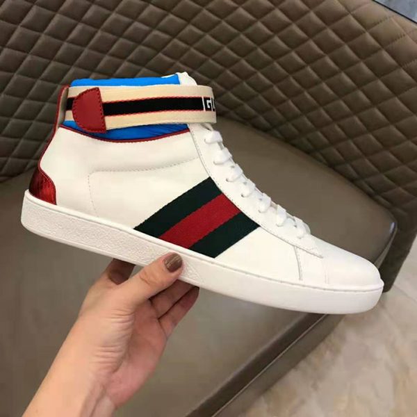 Gucci Unisex Ace Gucci Stripe High-Top Sneaker-White (7)