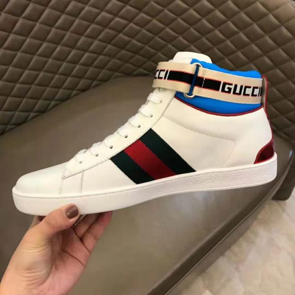 Gucci Unisex Ace Gucci Stripe High-Top Sneaker-White (9)