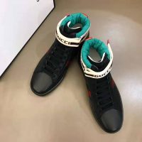 Gucci Unisex Ace Gucci Stripe High-Top Sneaker in 5.1 cm Height-Black (1)