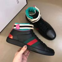 Gucci Unisex Ace Gucci Stripe High-Top Sneaker in 5.1 cm Height-Black (1)