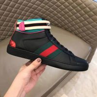 Gucci Unisex Ace Gucci Stripe High-Top Sneaker in 5.1 cm Height-Black (1)