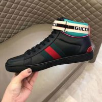 Gucci Unisex Ace Gucci Stripe High-Top Sneaker in 5.1 cm Height-Black (1)