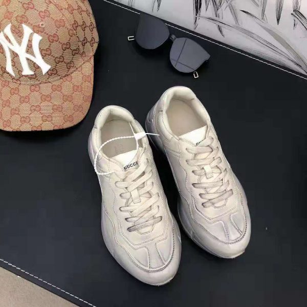 Gucci Unisex Rhyton Leather Sneaker-Beige (2)