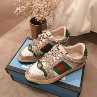 Gucci Women’s Screener Sneaker with Crystals 3.6cm Height-Green (6)