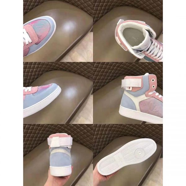 Louis Vuitton LV Unisex Rivoli Sneaker Boot Shoes Blue and Pink (10)