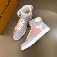 Louis Vuitton LV Unisex Rivoli Sneaker Boot Shoes Blue and Pink (1)