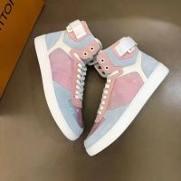 Louis Vuitton LV Unisex Rivoli Sneaker Boot Shoes Blue and Pink (1)