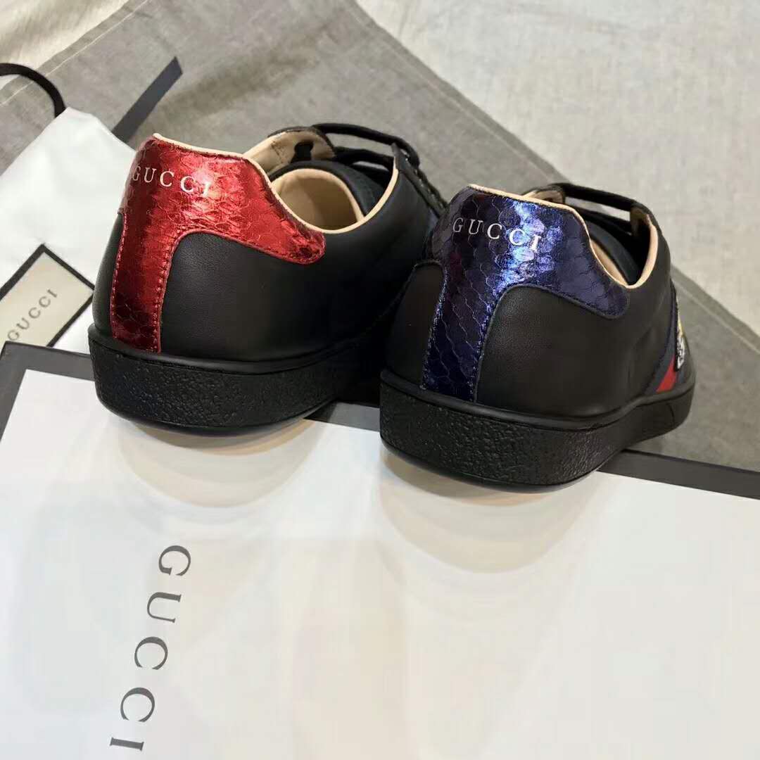 1:1 Authentic Dupe Gucci Men Ace Embroidered Sneaker Shoes with Tiger Web-Black - Image 5