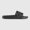 Gucci Men's Rubber GG Slide Sandal-Black