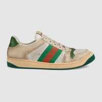 Gucci Men Screener Leather Sneaker 3.6cm Height-Green