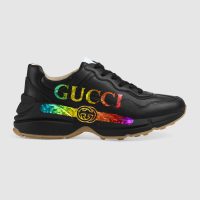 Gucci Unisex Rhyton Gucci Logo Leather Sneaker-Black