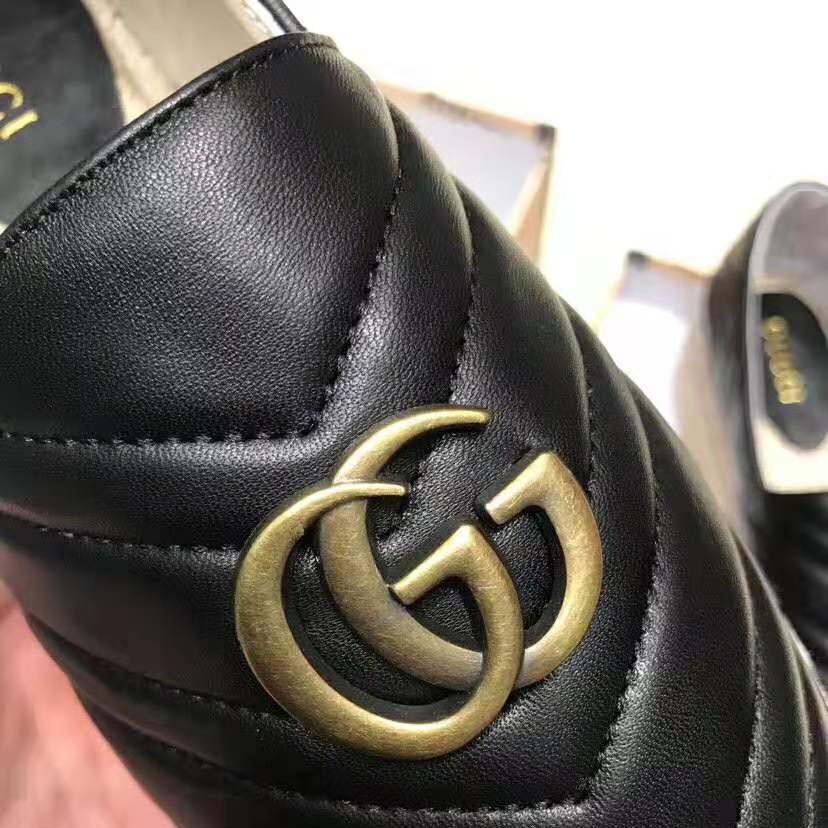 Replica Gucci Women Chevron Leather Espadrille with Double G in 5.1 cm Height-Black - Image 6