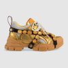 Gucci Women Flashtrek Sneaker with Removable Crystals 5.6cm Height-Gold