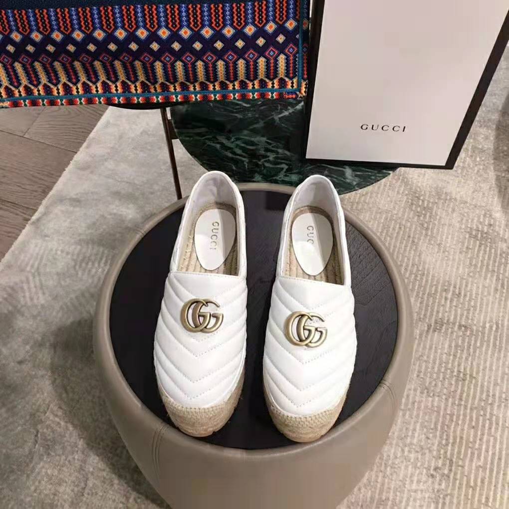 gucci_women_leather_espadrille_with_double_g_in_m_4__2 Gucci AAA-grade Dupe Women Leather Espadrille with Double G in Matelassé Chevron Leather-White - Image 3