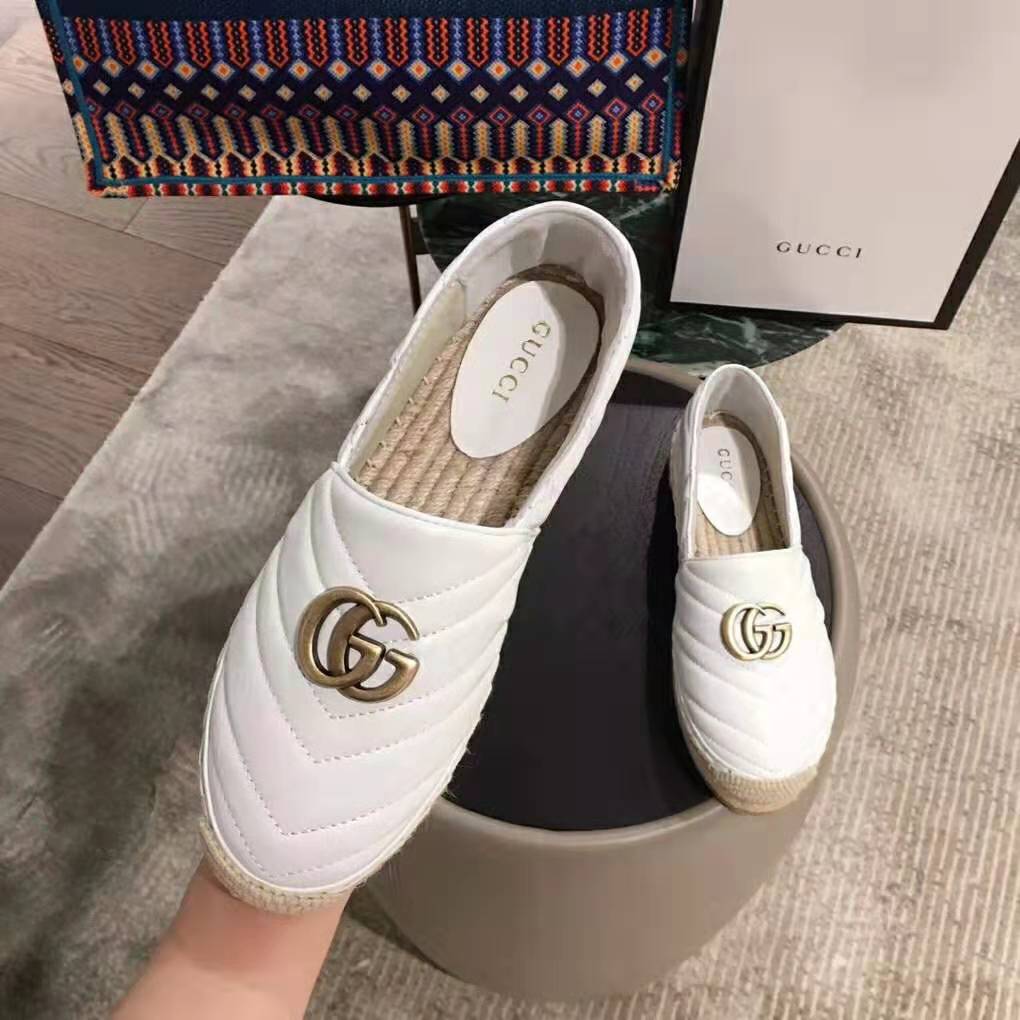 gucci_women_leather_espadrille_with_double_g_in_m_5__2 Gucci AAA-grade Dupe Women Leather Espadrille with Double G in Matelassé Chevron Leather-White - Image 5