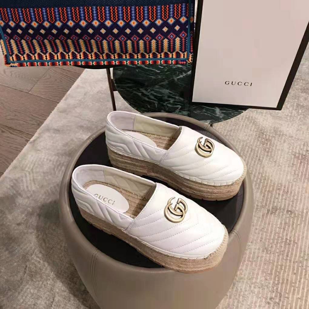 gucci_women_leather_espadrille_with_double_g_in_m_8__2 Gucci AAA-grade Dupe Women Leather Espadrille with Double G in Matelassé Chevron Leather-White - Image 2