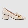 Gucci Women Leather Mid-Heel Pump 5.1 cm Heel-White