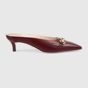 Gucci Women Zumi Leather Slide 4.6 cm Height-Maroon