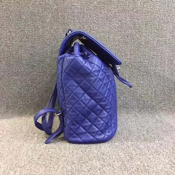 Chanel Women Backpack in Embossed Diamond Pattern Goatskin Leather-Purple (2)