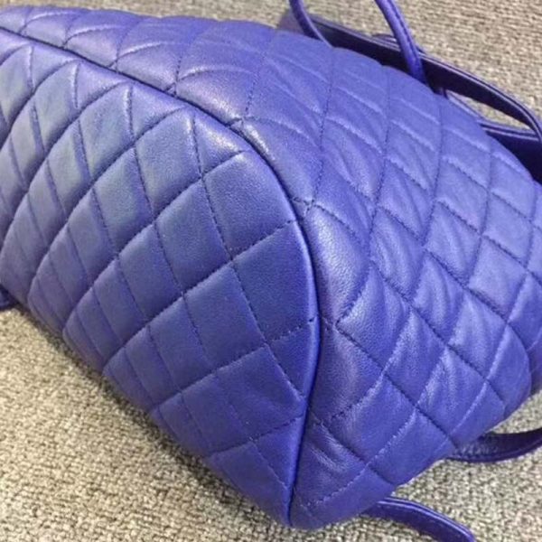 Chanel Women Backpack in Embossed Diamond Pattern Goatskin Leather-Purple (3)