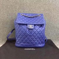 Chanel Women Backpack in Embossed Diamond Pattern Goatskin Leather-Purple (5)