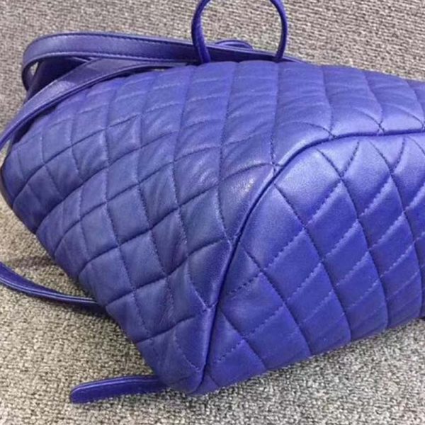Chanel Women Backpack in Embossed Diamond Pattern Goatskin Leather-Purple (6)