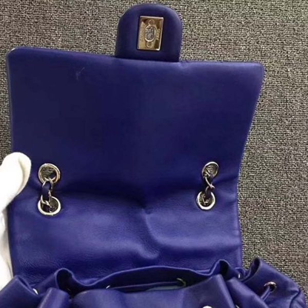 Chanel Women Backpack in Embossed Diamond Pattern Goatskin Leather-Purple (8)