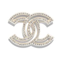 Chanel Women Brooch in Metal & Diamantés-Gold (1)