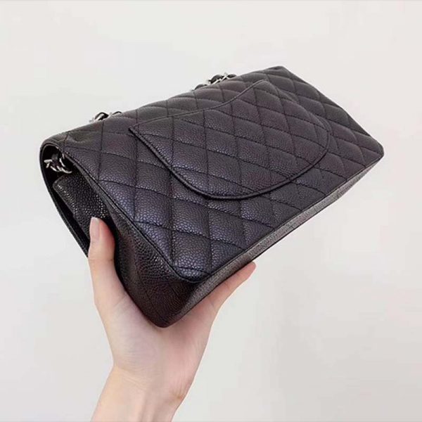 Chanel Women CF Flap Bag in Diamond Pattern Calfskin Leather-Black (10)