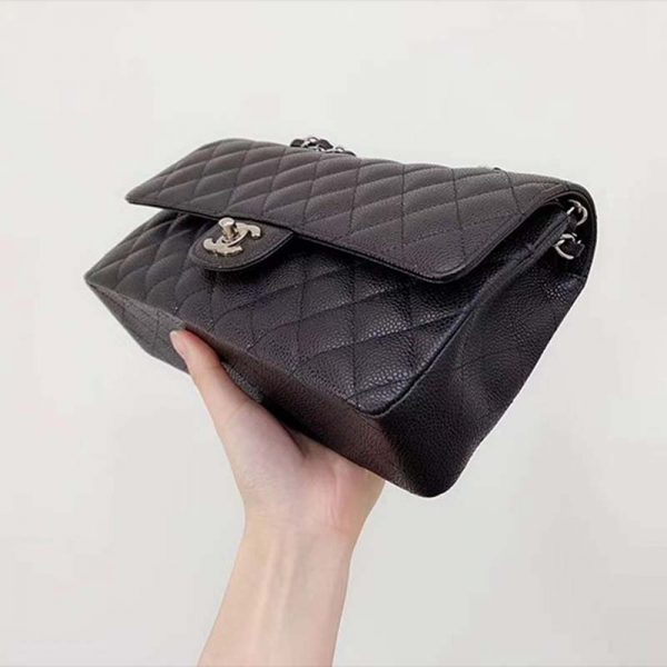 Chanel Women CF Flap Bag in Diamond Pattern Calfskin Leather-Black (2)