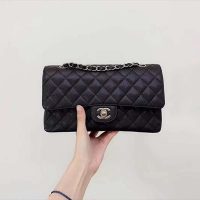 Chanel Women CF Flap Bag in Diamond Pattern Calfskin Leather-Black (4)